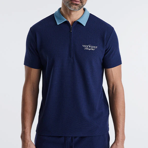 Vice Golf Liberty Club Half-Zip Waffle Polo